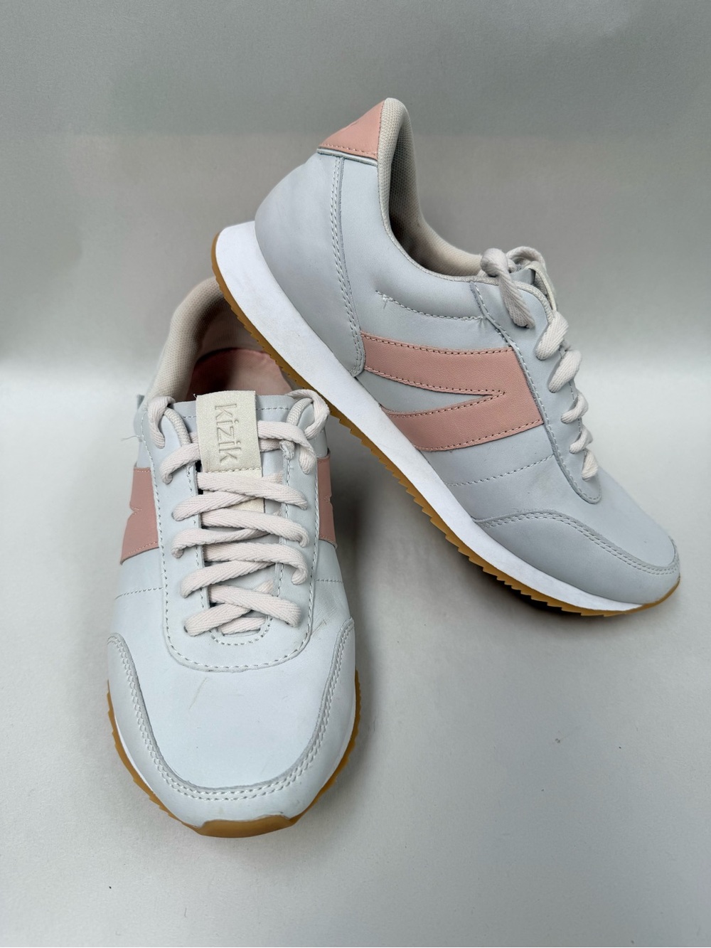 Kizik Milan Hands Free Slip On Shoes Lace Up Sneakers White Pink Womens 8